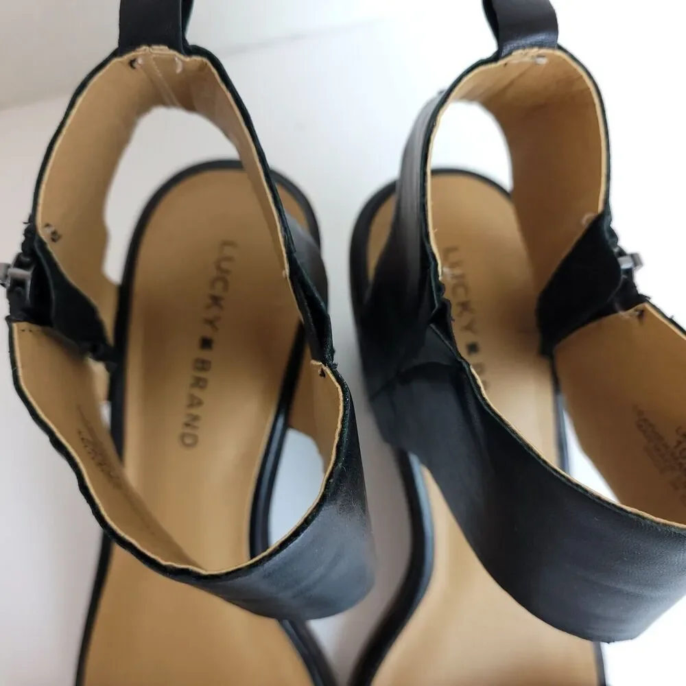Lucky Brand Sz 10 Womens Chunky Heel Ankle Strap Braided Sandals Dress Shoes... - Picture 4 of 10